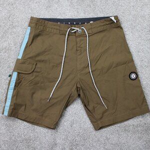 Vissla Trip Out Boardshorts Mens 29 Brown Cargo Quick Dry Hybrid Swim Stretch‎